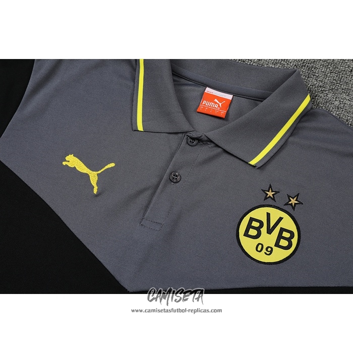 Camiseta Polo del Borussia Dortmund 2022-2023 Gris y Negro